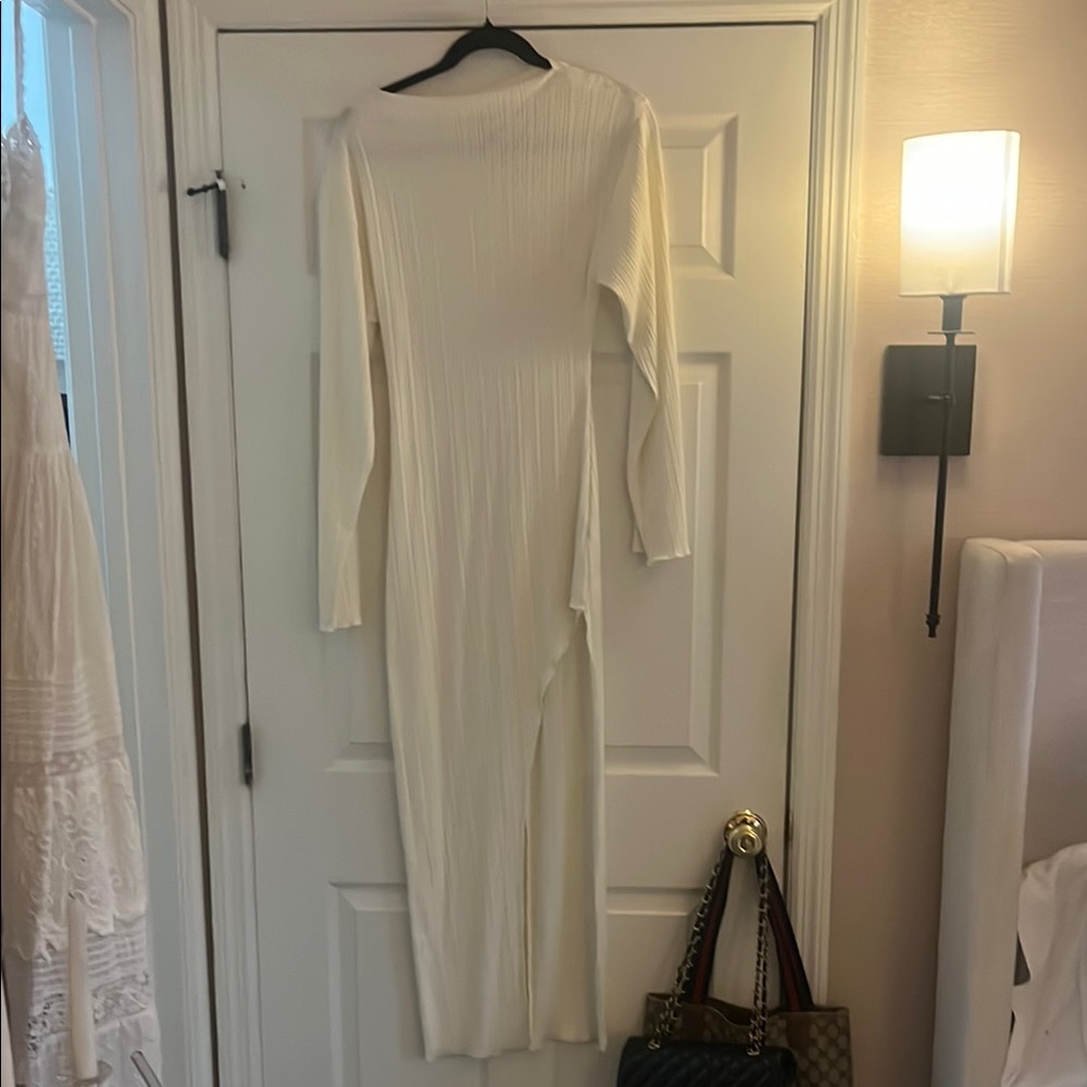 H&M Ribbed White Maxi